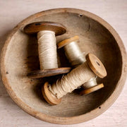 Vintage French Textile Bobbins & Wooden Bowl